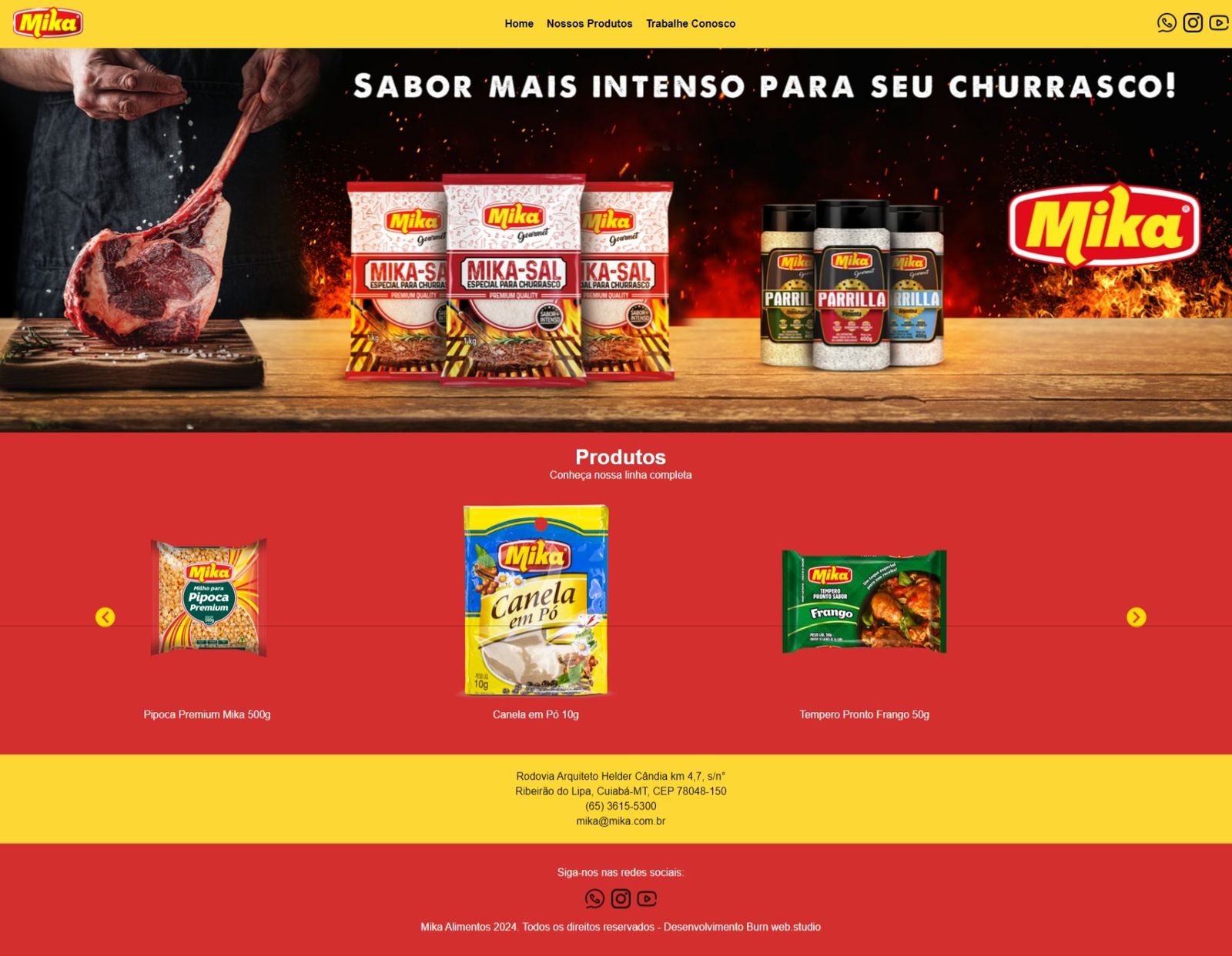 Tela da loja online Mik Alimentos